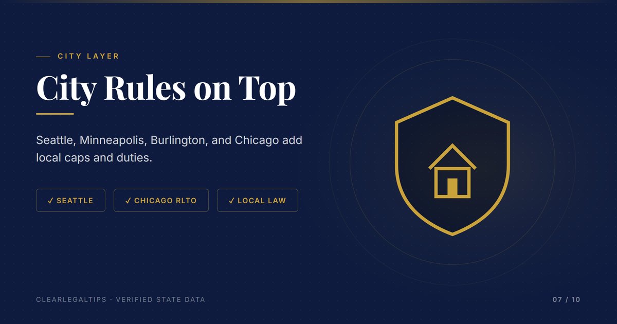 City security deposit ordinances in Seattle, Minneapolis, Chicago, and Burlington